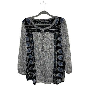 Lucky Brand Boho Button-Down Blouse, Size L